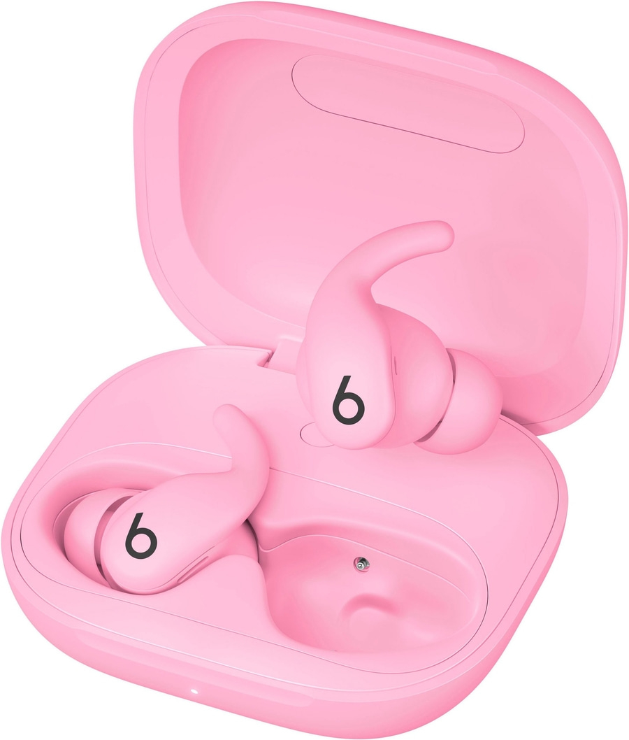 Ein rosa Ladecase mit zwei Beats-Kopfhörern darin.