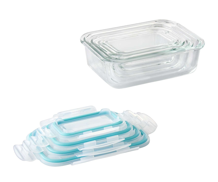 Betty Bossi Aufbewahrungsdose mit Deckel, Glas rechteckig - 4er-Set, Gratinform