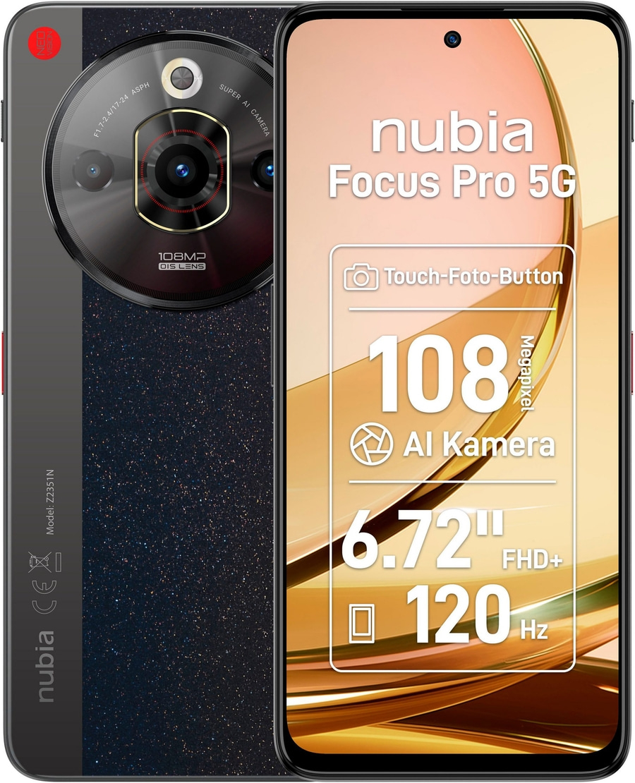 NUBIA Smartphone Focus Pro 5G 6,7 Zoll 256GB 108MP WLAN Android schwarz B-WARE