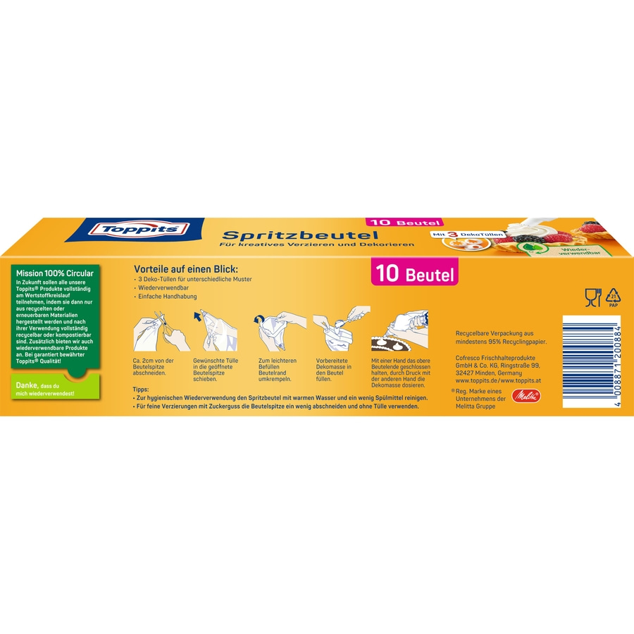 Toppits® Back-Set Backpapier Bögen Alufolie Spritzbeutel Allzweckbeutel Silikon