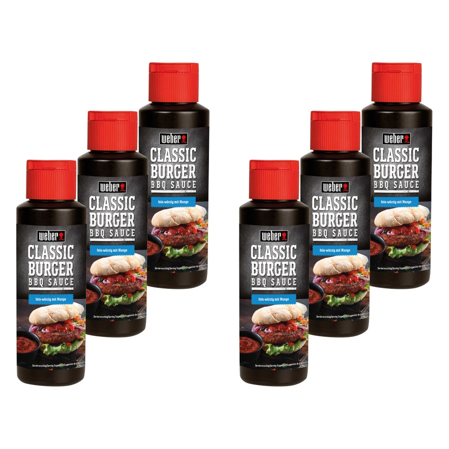 Sechs Flaschen Weber Classic Burger BBQ Sauce mit Mango-Geschmack