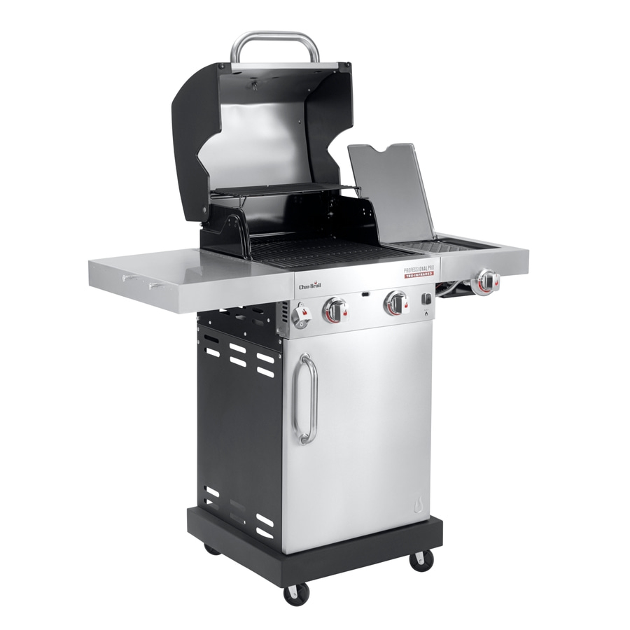 Char-Broil Gasgrill, Edelstahl, professionell, mit Deckel, Seitenablage, Rädern