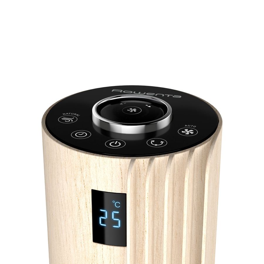 ROWENTA Ventilator leise Turmventilator mit Fernbedienung Schwarz + Holz Optik