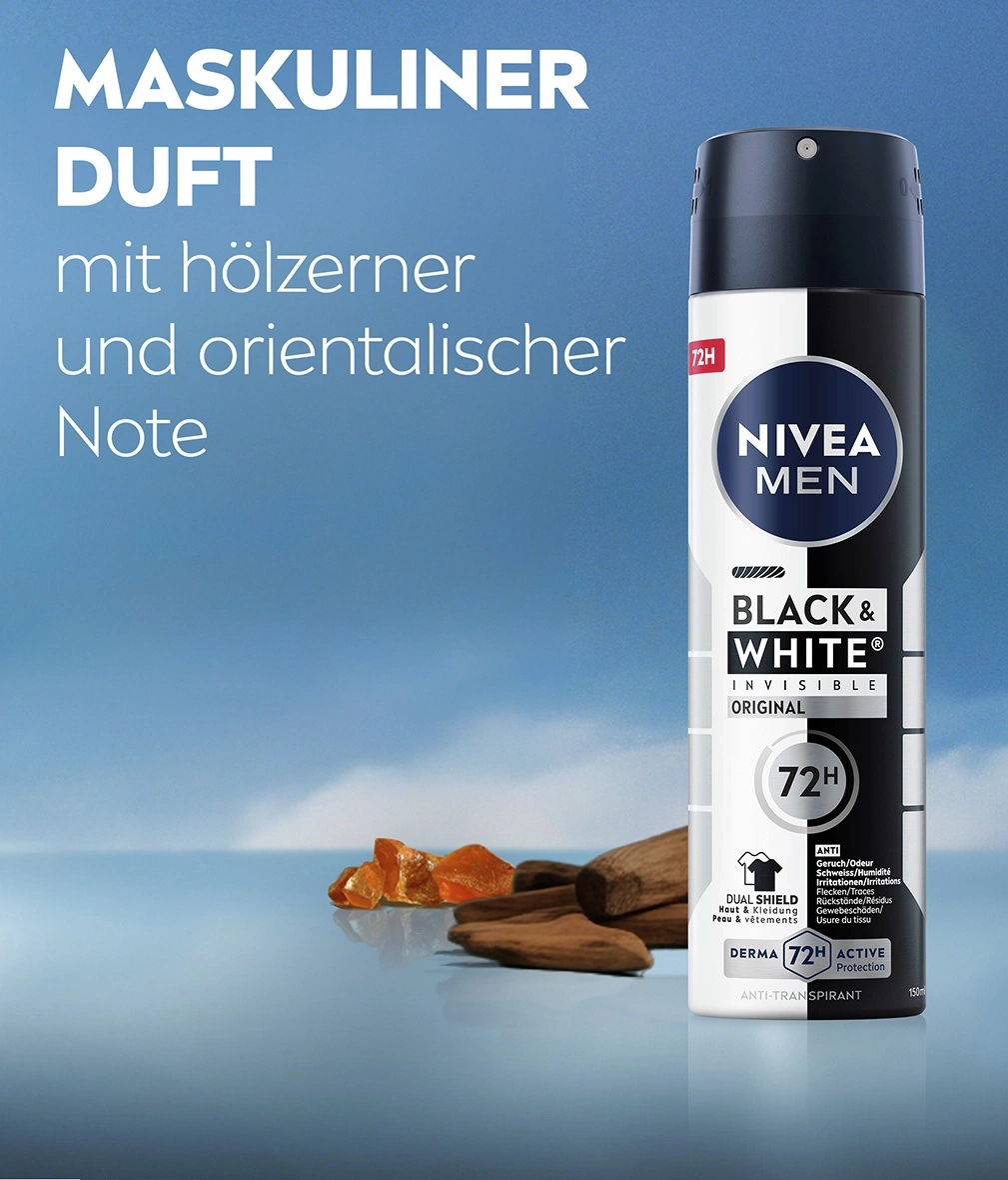 Nivea Men Black & White Deospray mit holzigen und orientalischen Noten