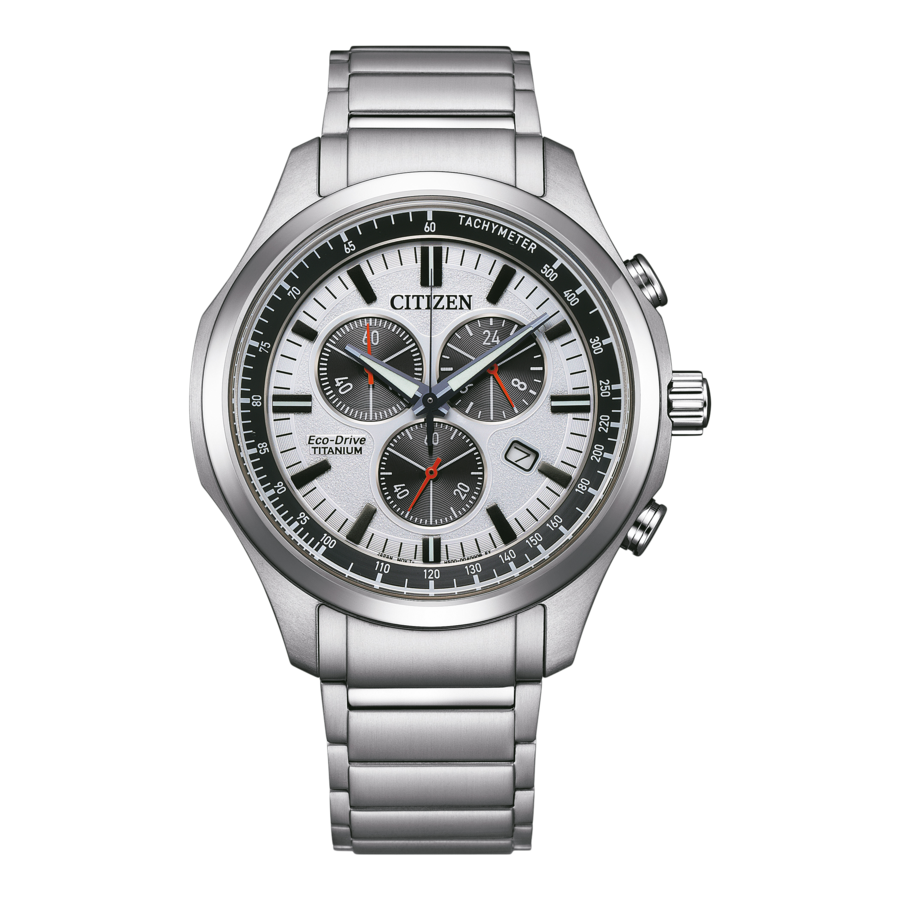 CITIZEN Herren Armbanduhr AT2530-85A Chronograph Eco-Drive Titan 43 mm B-Ware