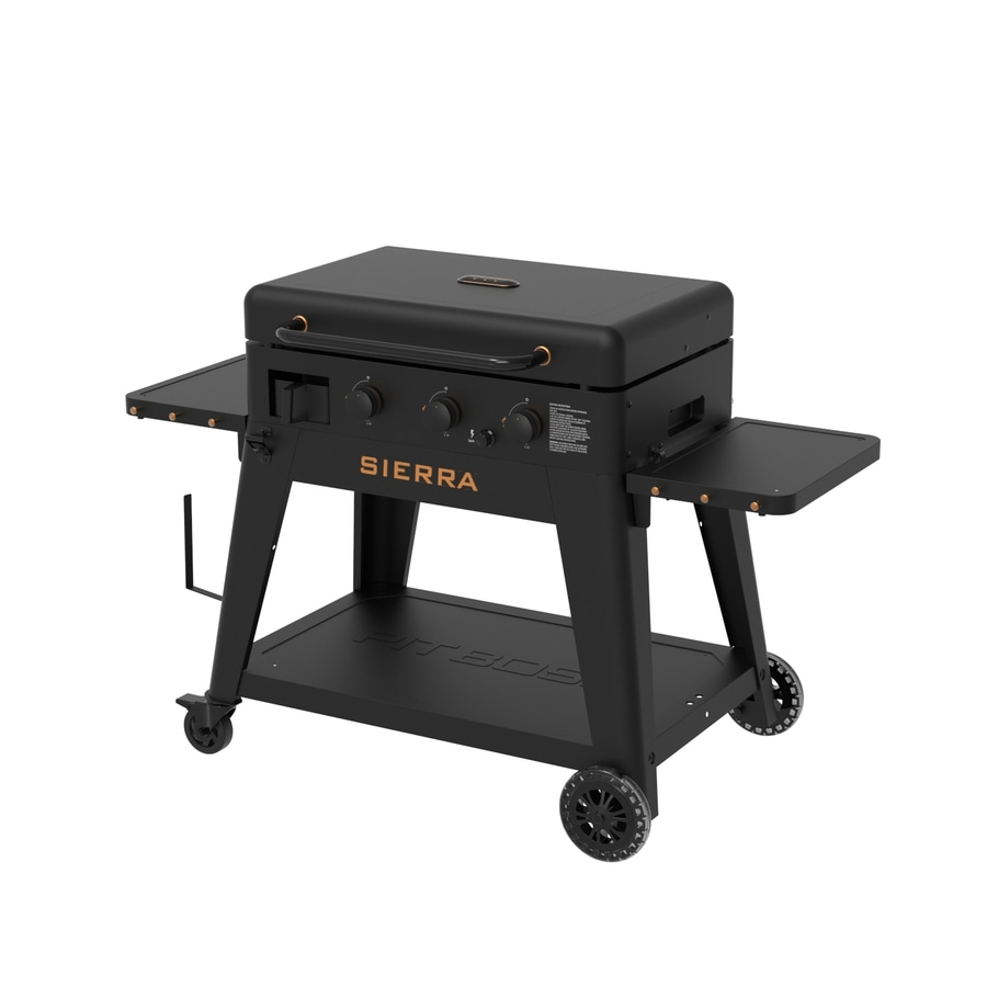 Pit Boss Gasgrill mit Grillwagen Sierra Onyx Plancha 3-Brenner BBQ Grill tragbar