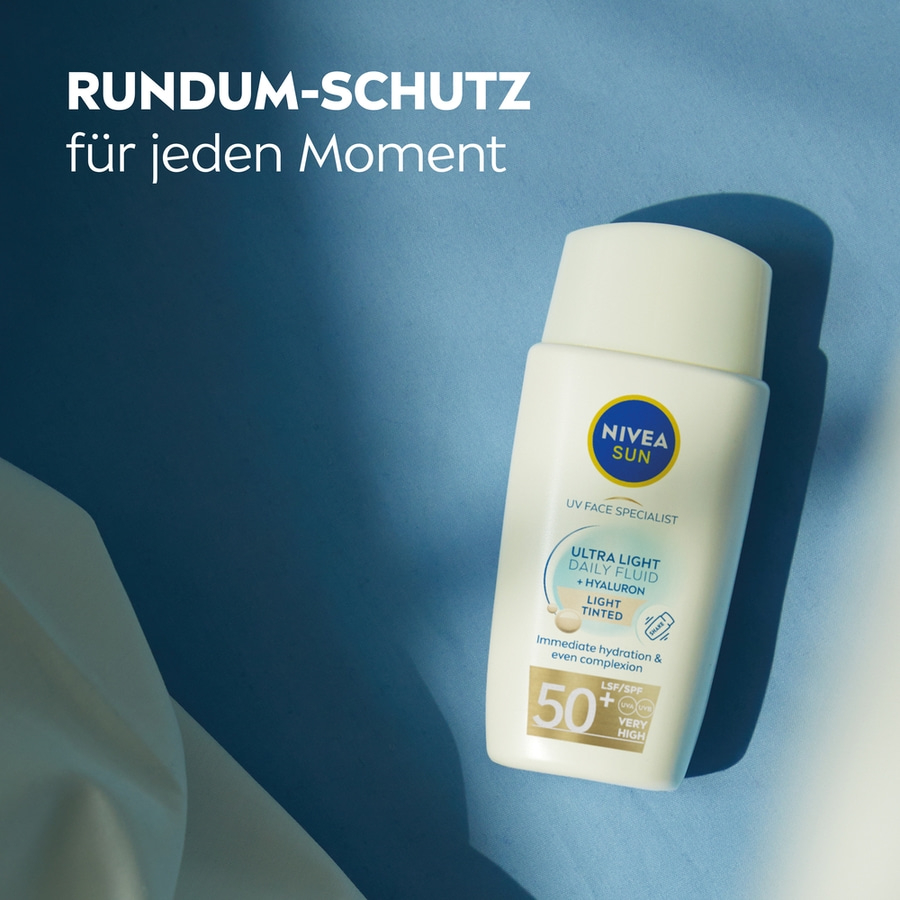 NIVEA SUN UV Gesicht Experte Ultra Light Daily Fluid Heller Hauttyp LSF 50+