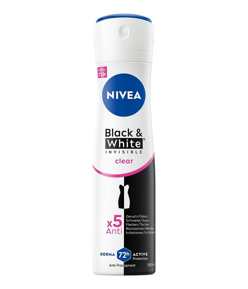 Nivea Black & White Invisible Clear Deodorant, 72h Schutz, Anti-Transpirant, 150ml