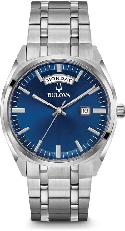 Bulova Herrenuhr mit blauem Zifferblatt und Datumsanzeige