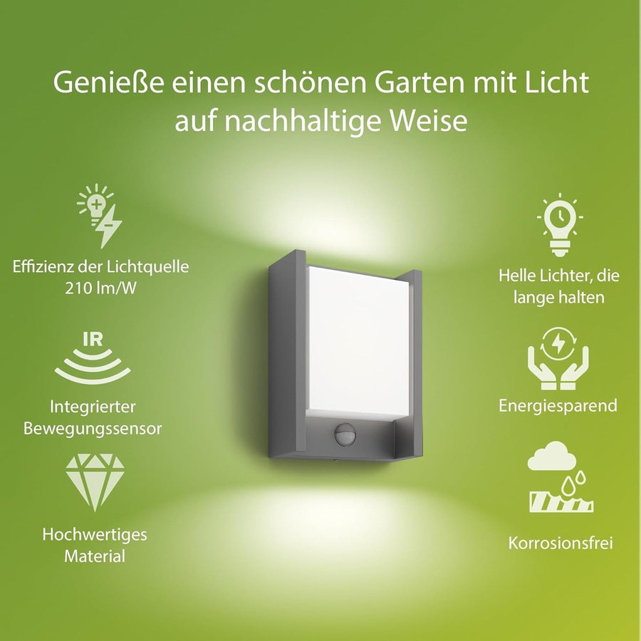 PHILIPS Arbour Wandleuchte Gartenleuchte LED IP44 wetterfest anthrazit