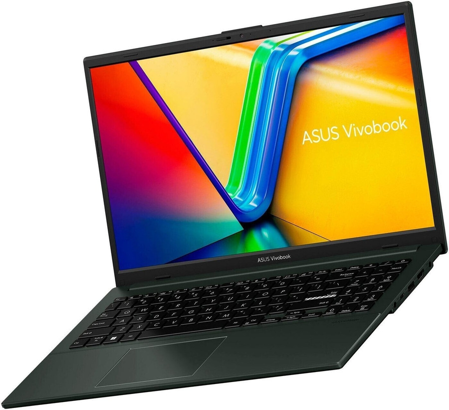 ASUS Vivobook Laptop, grün, Tastatur, Bildschirm, geöffnet, Technologie, Computer, Arbeit, Büro, Design