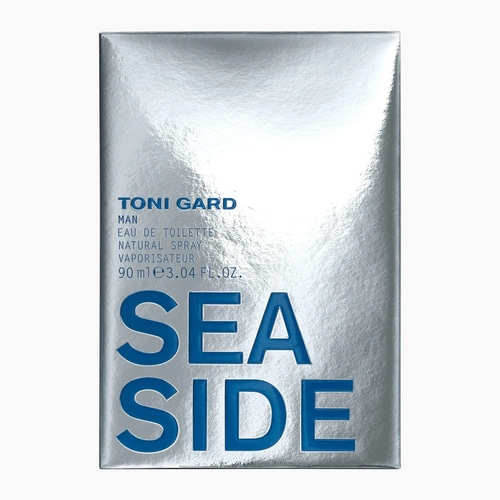 Toni Gard Man Eau de Toilette, silberne Verpackung, blaue Schrift, Seaside