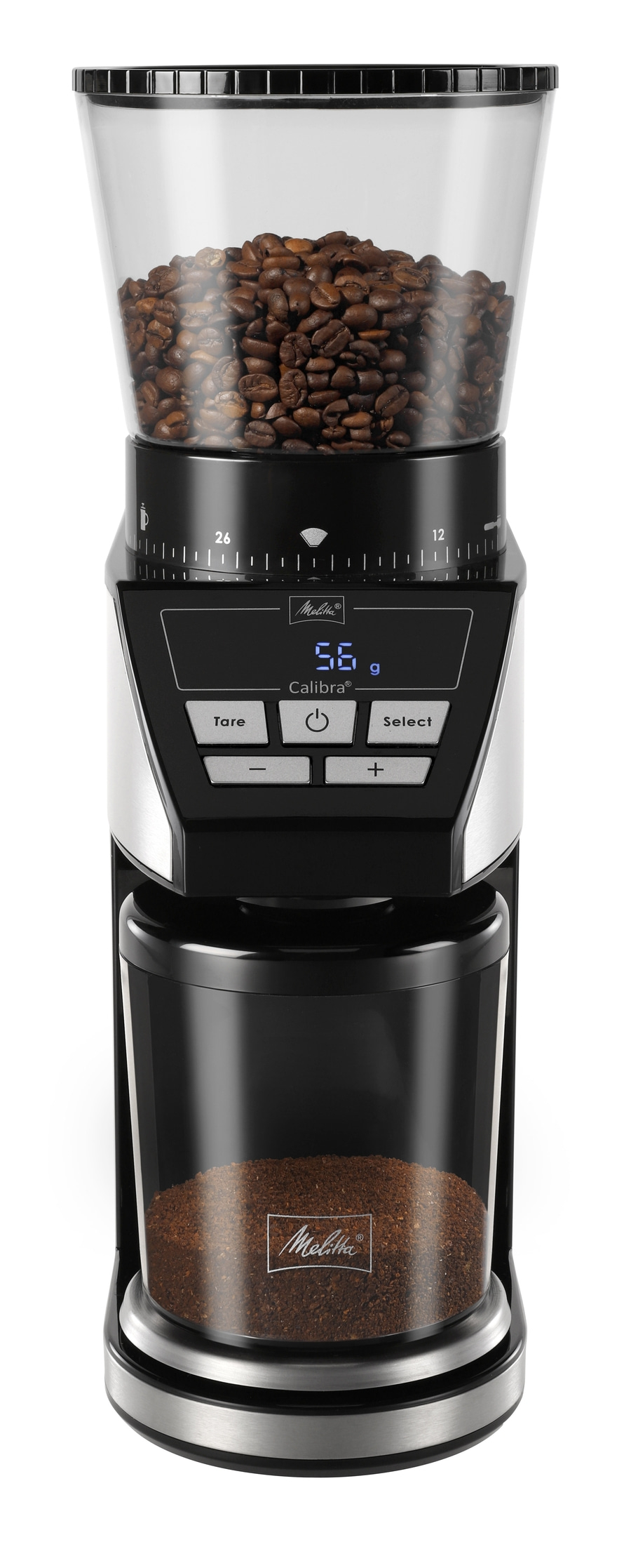 MELITTA Kaffeemühle Calibra Schwarz-Edelstahl 160 W Kegelstahlmahlwerk