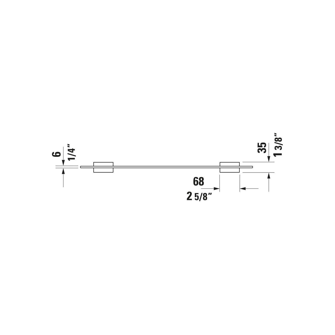 Maßzeichnung eines Metallprofils mit den Maßen 6, 35 und 68 mm.