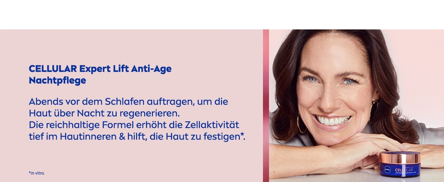 Nachtpflege für Anti-Aging, Anwendung abends, regeneriert die Haut über Nacht.