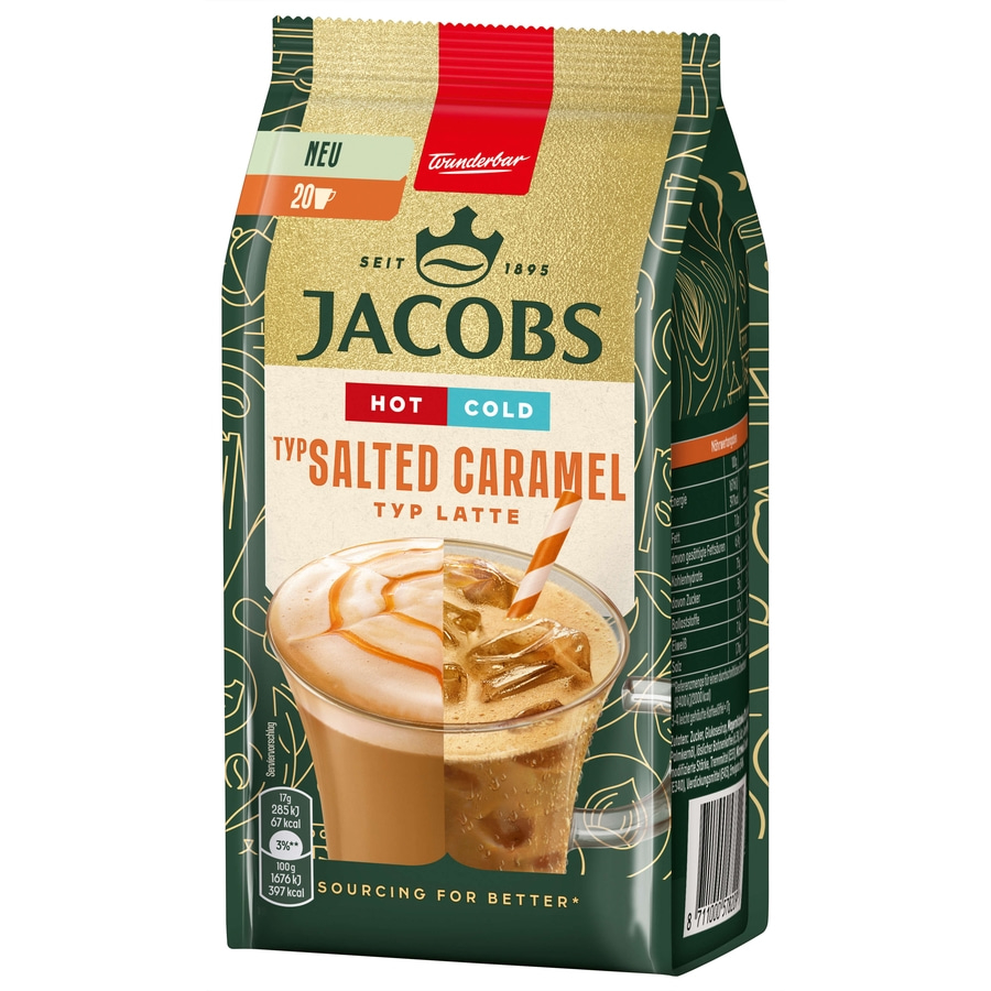 JACOBS Löskaffee TYP SALTED CARAMEL LATTE Hot Cold 12x 340g Beutel Instantkaffee