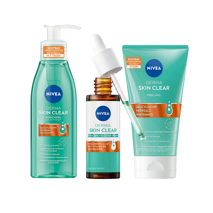 Nivea Derma Skin Clear Produkte: Waschgel, Serum und Peeling für unreine Haut