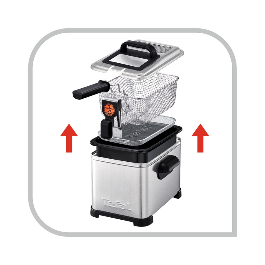 TEFAL Fritteuse Filtra Pro FR5111 3 Liter Öl Edelstahl für 800 g Pommes silber