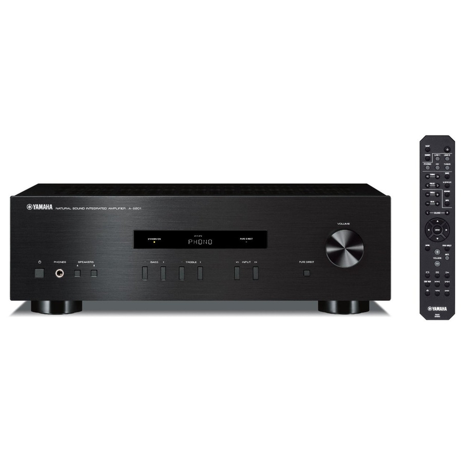 Yamaha Verstärker mit Fernbedienung, Phono-Eingang, Lautstärkeregler und Pure Direct.
