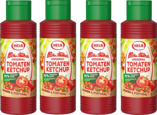 4 x Hela Ketchup Original Tomaten Ketchup 300 ml Flasche Tomatenketchup