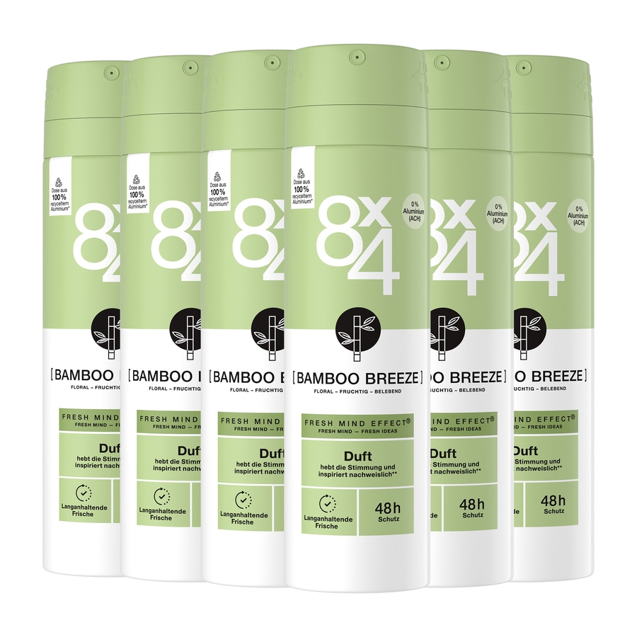 8x4 Deo Spray Bamboo Breeze 6 x 150ml Fresh Mind Effect® und 48h Schutz