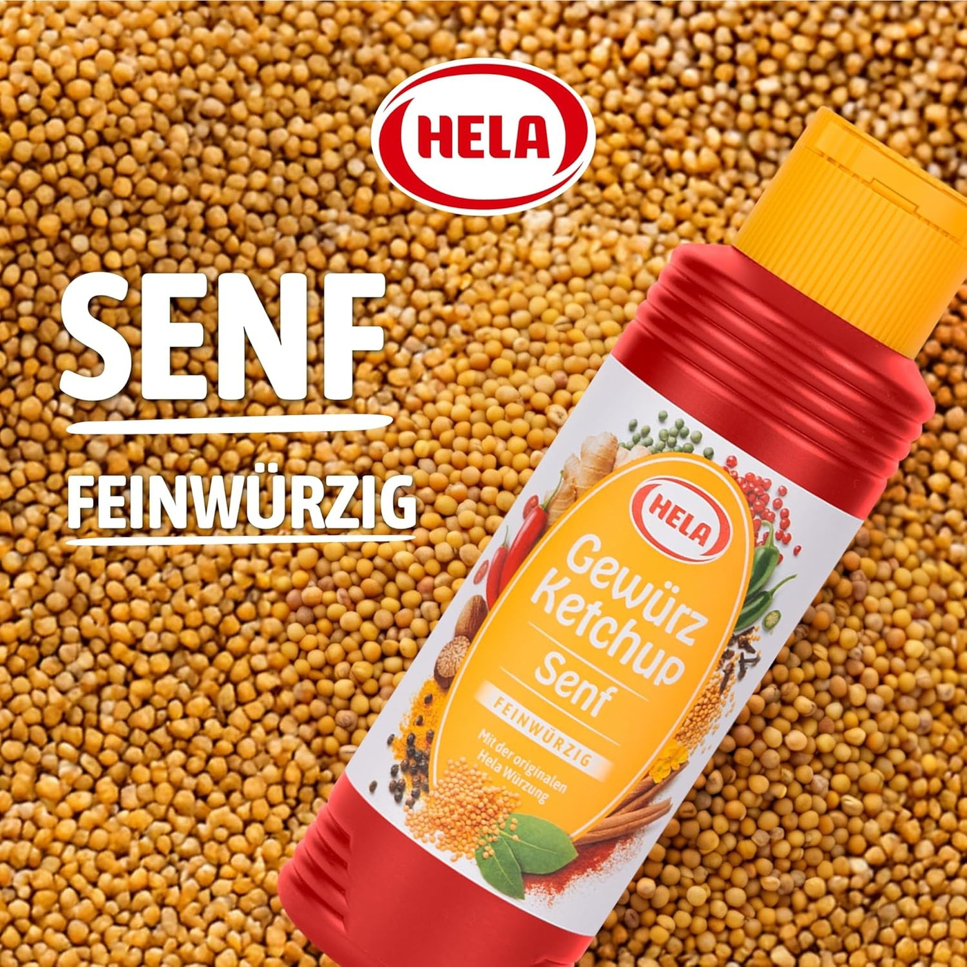 Hela Senf Gewürzketchup mit feiner Würze und Senfkörnern