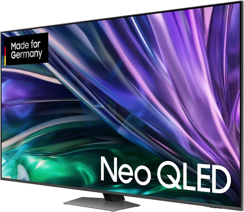 Fernseher mit Neo QLED-Technologie, Made for Germany, violett-grüner Hintergrund