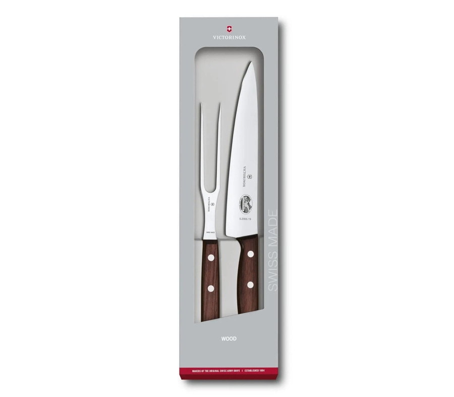 Victorinox-Holz-Set: Fleischgabel und Messer, Swiss Made, Küchenutensilien, Holzgriff
