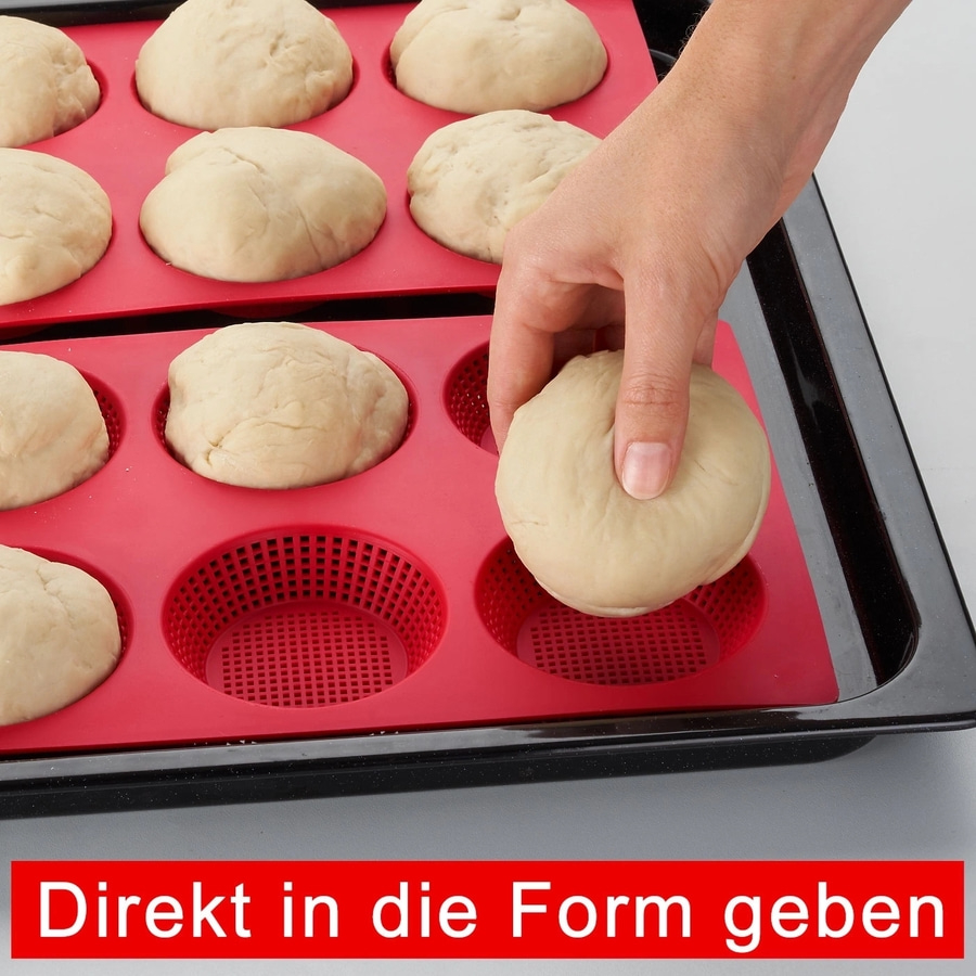 2x BETTY BOSSI Backform Brot rund aus Silikon Rot Hitzebeständig NEU