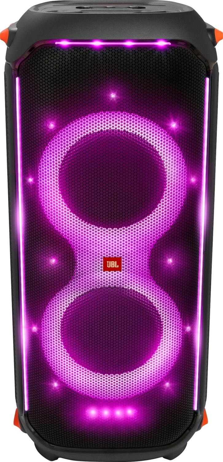 JBL PartyBox Lautsprecher mit leuchtenden Kreisen und JBL Logo