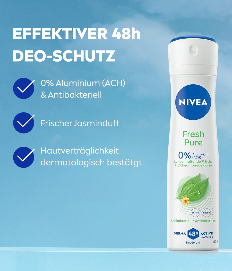NIVEA Deodorant Fresh Pure Deo Spray 6 x 150ml