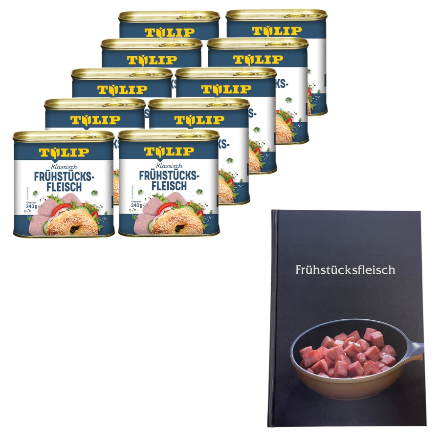 TULIP 10x Frühstücksfleisch Schwein 340g Dänische Delikatesse mit extra Kochbuch