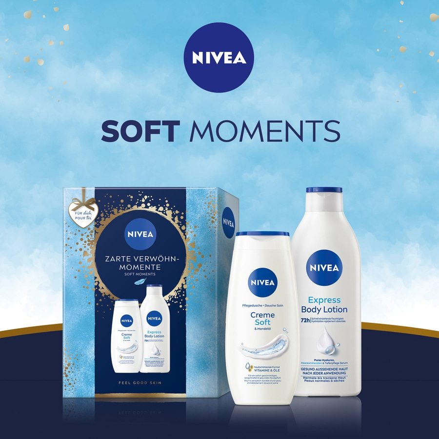 NIVEA Zarte Verwöhn-Momente 2 x Geschenkset, Soft Pflegedusche + Body Lotion