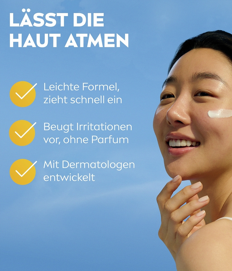 NIVEA Sun UV Gesicht Sensitive Creme LSF 50+ 40ml atmungsaktiv