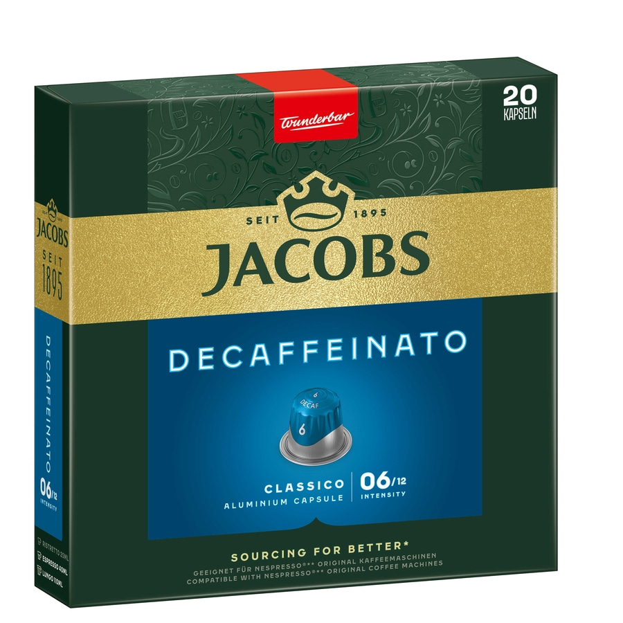 JACOBS Kapseln Decaffeinato Classico 6 entkoffeiniert 200 Nespresso®* kompatibel